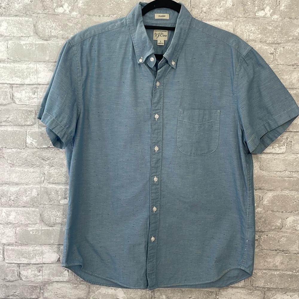 Classic Short Sleeve Button Down Blue Neppy Collared